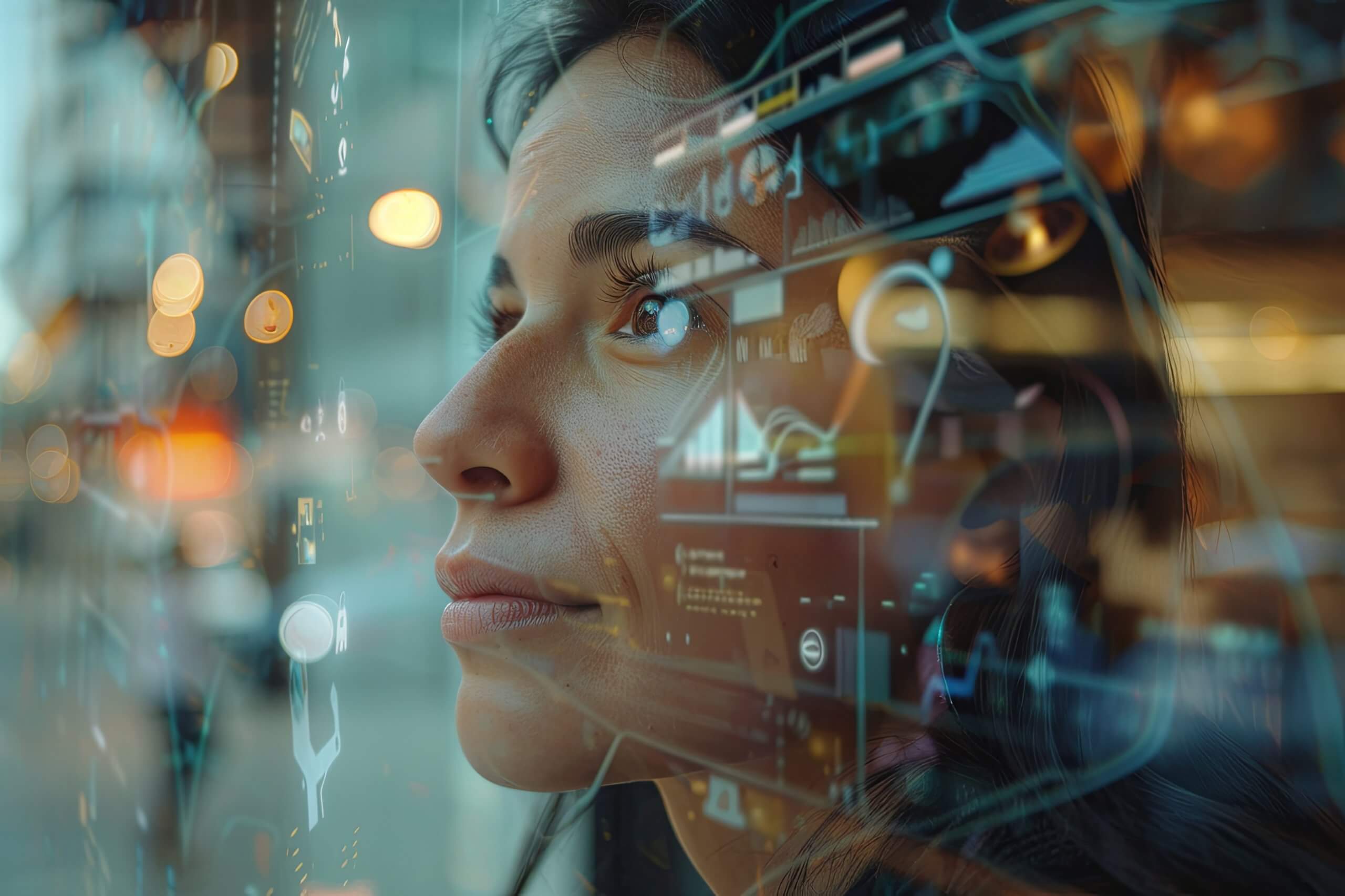 KI generiertes Bild einer Frau die einen Chatbot nutzt, um Informationen über die Zukunft der Arbeit und Beschäftigung zu erhalten.